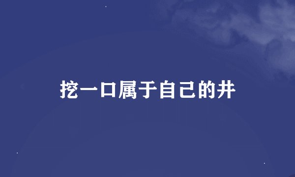 挖一口属于自己的井