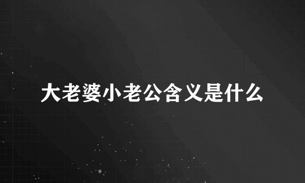 大老婆小老公含义是什么