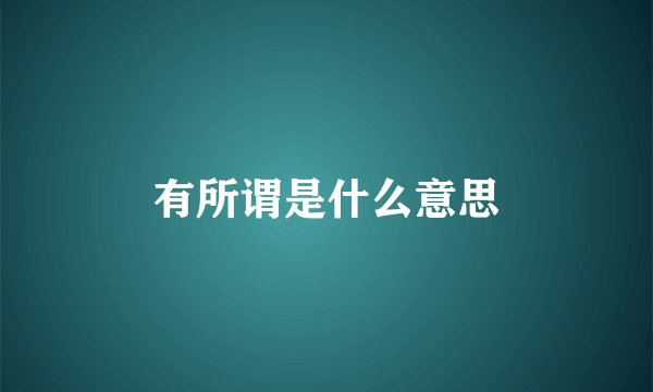 有所谓是什么意思