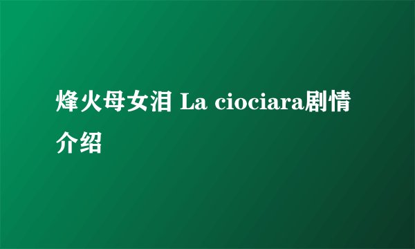 烽火母女泪 La ciociara剧情介绍