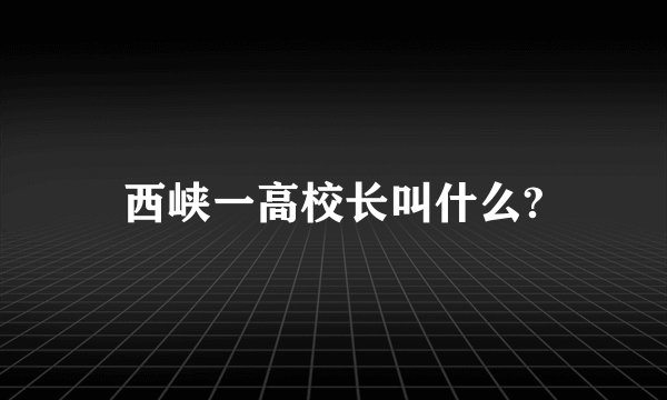 西峡一高校长叫什么?