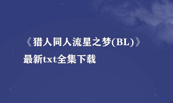 《猎人同人流星之梦(BL)》最新txt全集下载