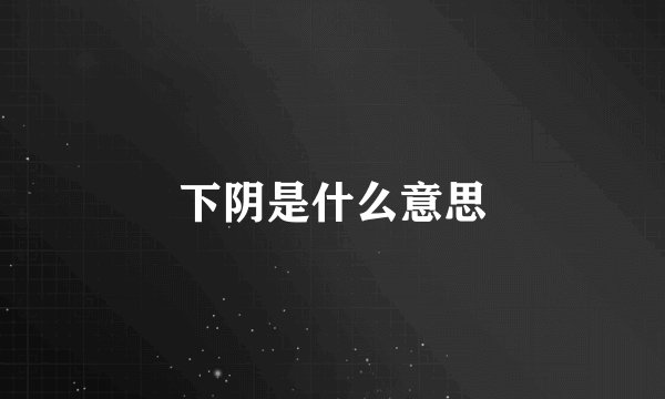 下阴是什么意思