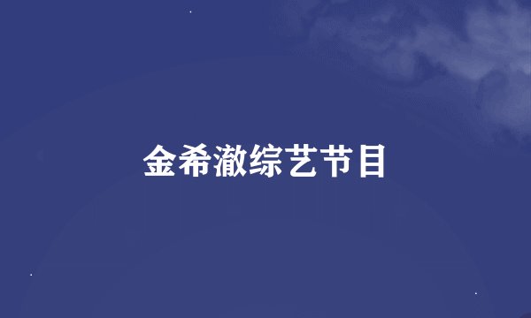 金希澈综艺节目