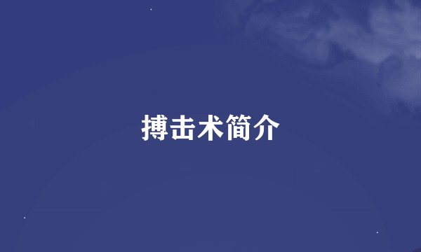 搏击术简介