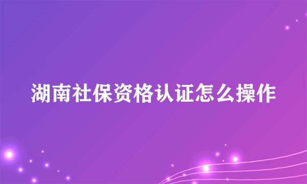湖南社保资格认证怎么操作