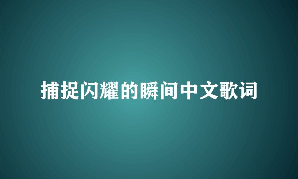 捕捉闪耀的瞬间中文歌词