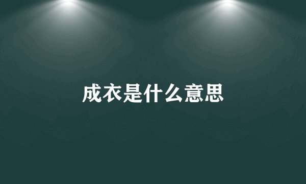 成衣是什么意思