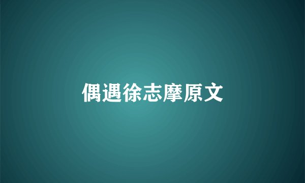 偶遇徐志摩原文