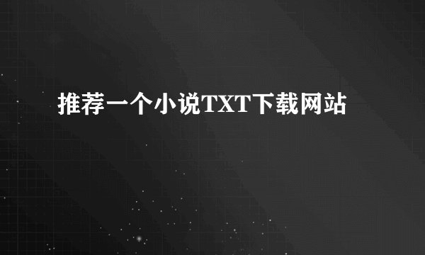 推荐一个小说TXT下载网站