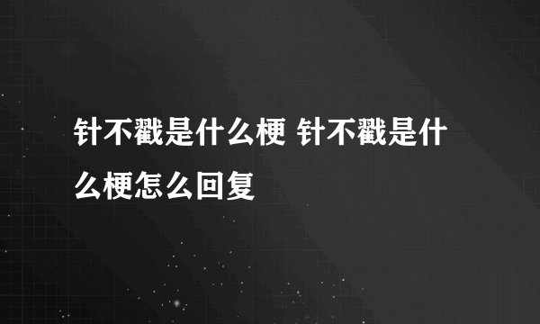 针不戳是什么梗 针不戳是什么梗怎么回复