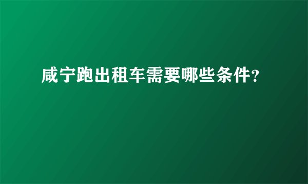 咸宁跑出租车需要哪些条件？