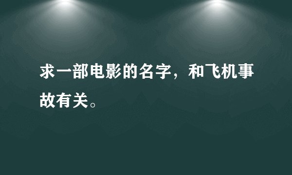 求一部电影的名字，和飞机事故有关。