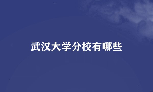 武汉大学分校有哪些