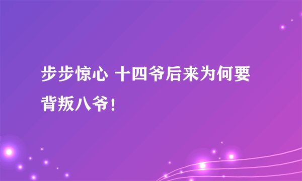 步步惊心 十四爷后来为何要背叛八爷！