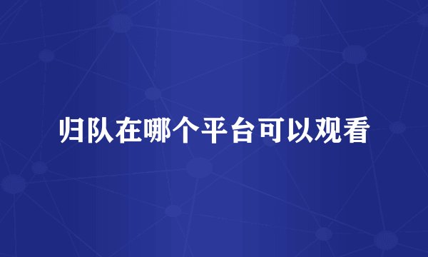 归队在哪个平台可以观看