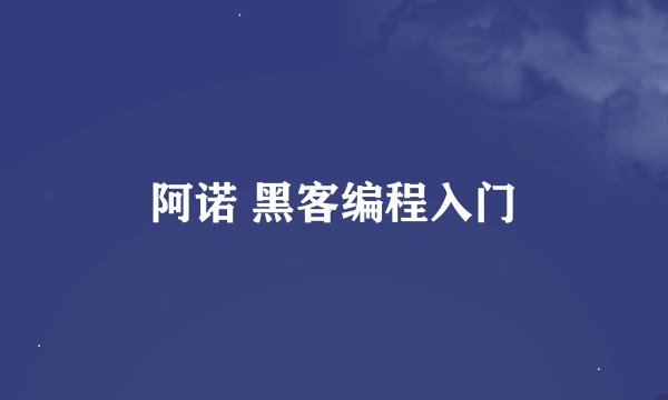 阿诺 黑客编程入门