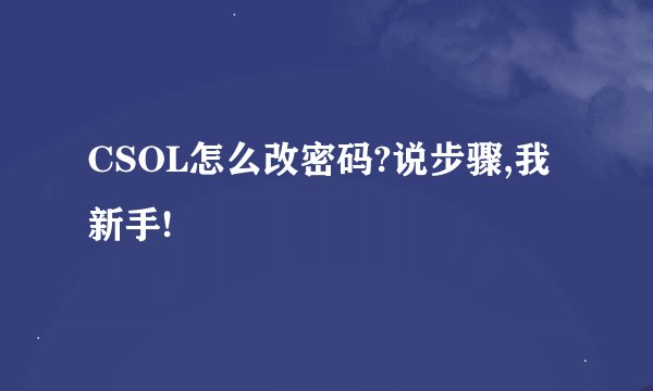 CSOL怎么改密码?说步骤,我新手!
