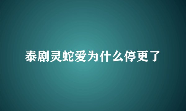 泰剧灵蛇爱为什么停更了