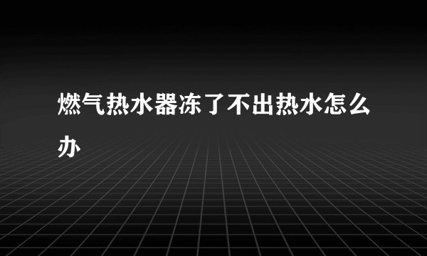 燃气热水器冻了不出热水怎么办