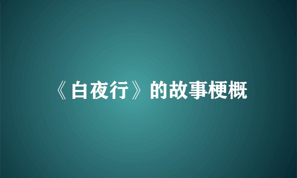 《白夜行》的故事梗概