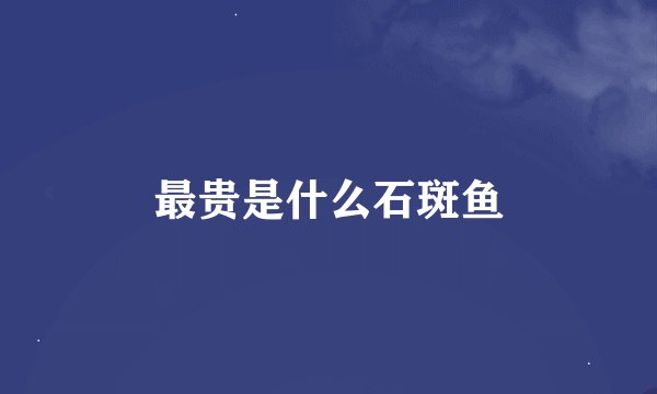 最贵是什么石斑鱼