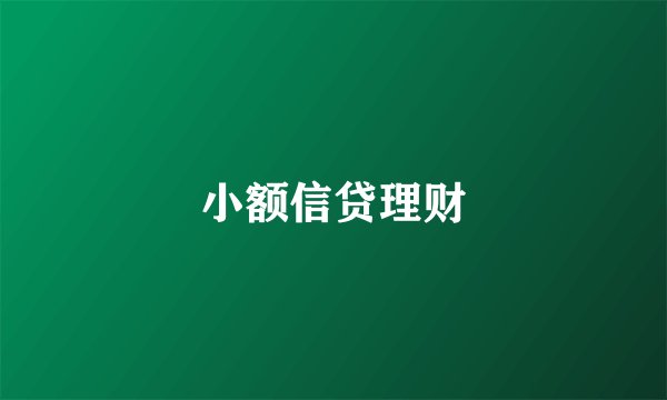 小额信贷理财