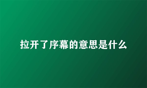 拉开了序幕的意思是什么