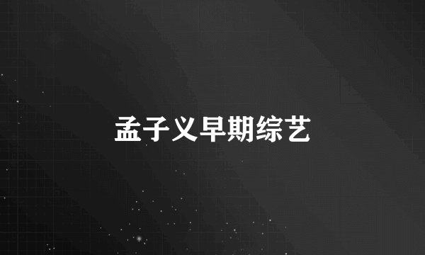 孟子义早期综艺