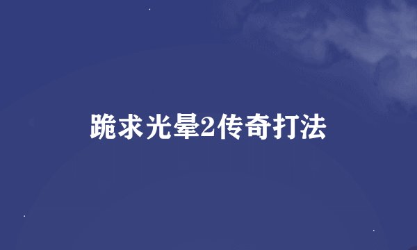 跪求光晕2传奇打法