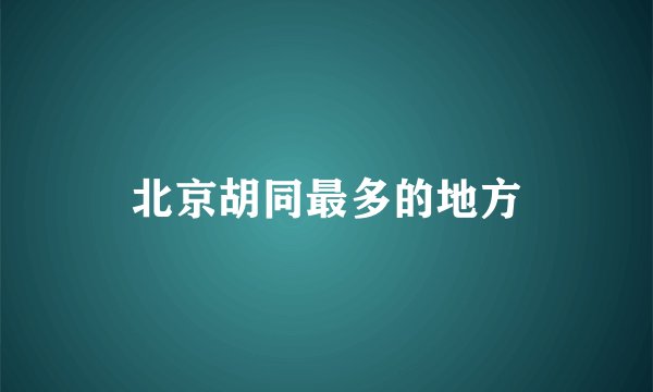 北京胡同最多的地方
