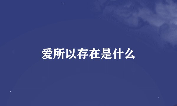 爱所以存在是什么
