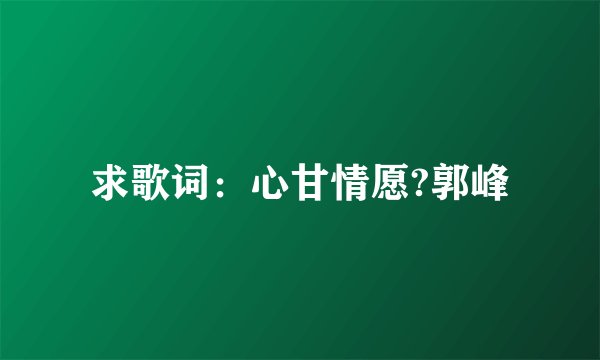 求歌词：心甘情愿?郭峰
