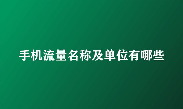 手机流量名称及单位有哪些