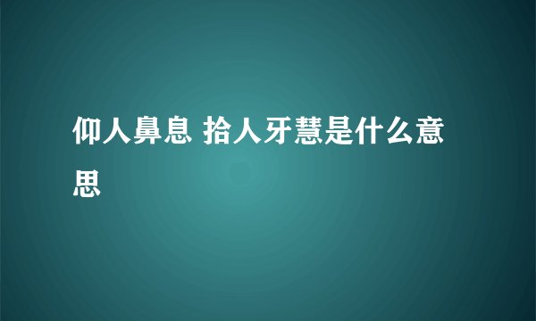 仰人鼻息 拾人牙慧是什么意思