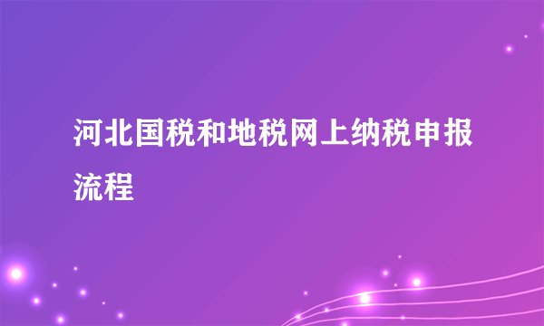 河北国税和地税网上纳税申报流程