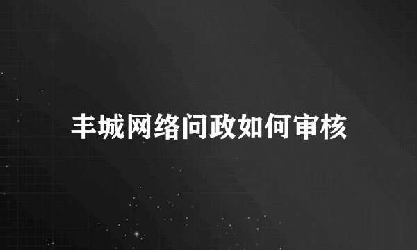 丰城网络问政如何审核