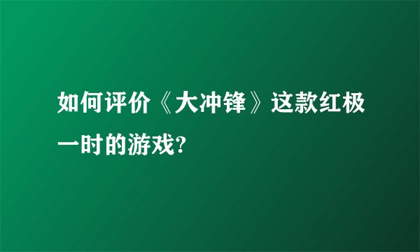 如何评价《大冲锋》这款红极一时的游戏?