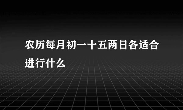农历每月初一十五两日各适合进行什么