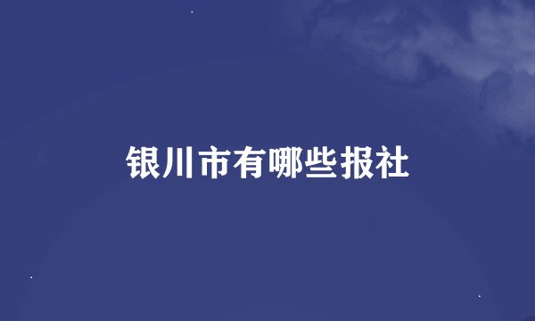银川市有哪些报社