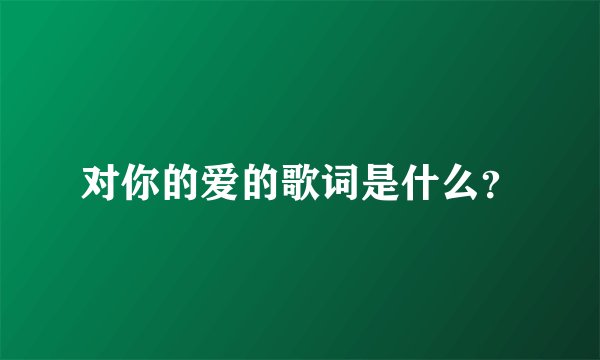 对你的爱的歌词是什么？