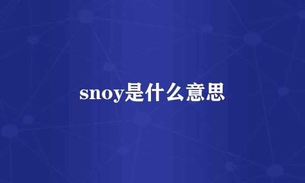 snoy是什么意思