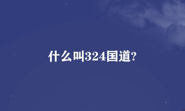 什么叫324国道?