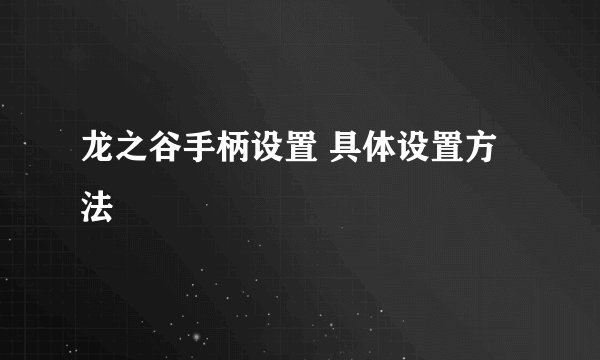 龙之谷手柄设置 具体设置方法