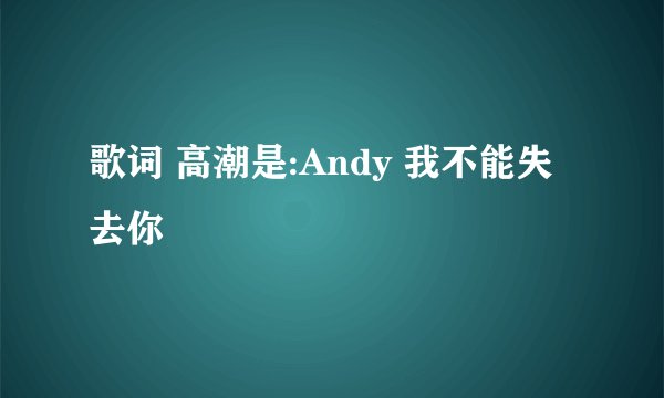 歌词 高潮是:Andy 我不能失去你