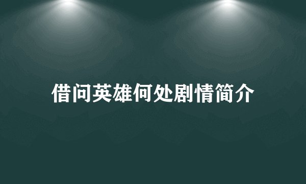 借问英雄何处剧情简介
