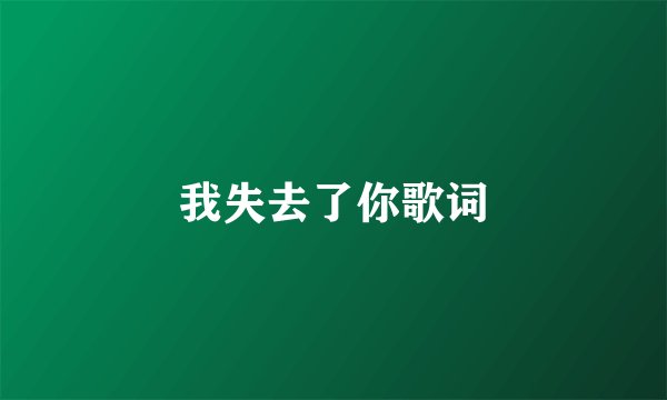我失去了你歌词