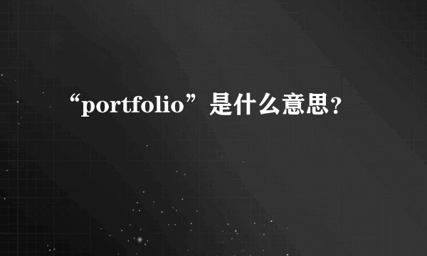 “portfolio”是什么意思？