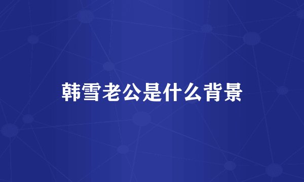 韩雪老公是什么背景