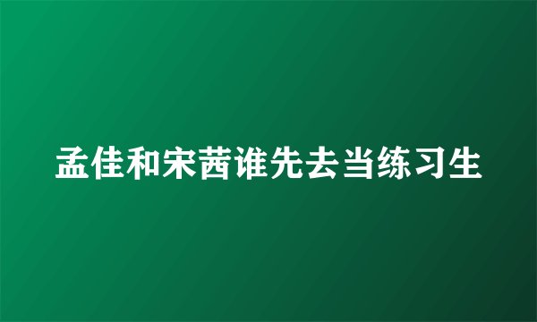 孟佳和宋茜谁先去当练习生